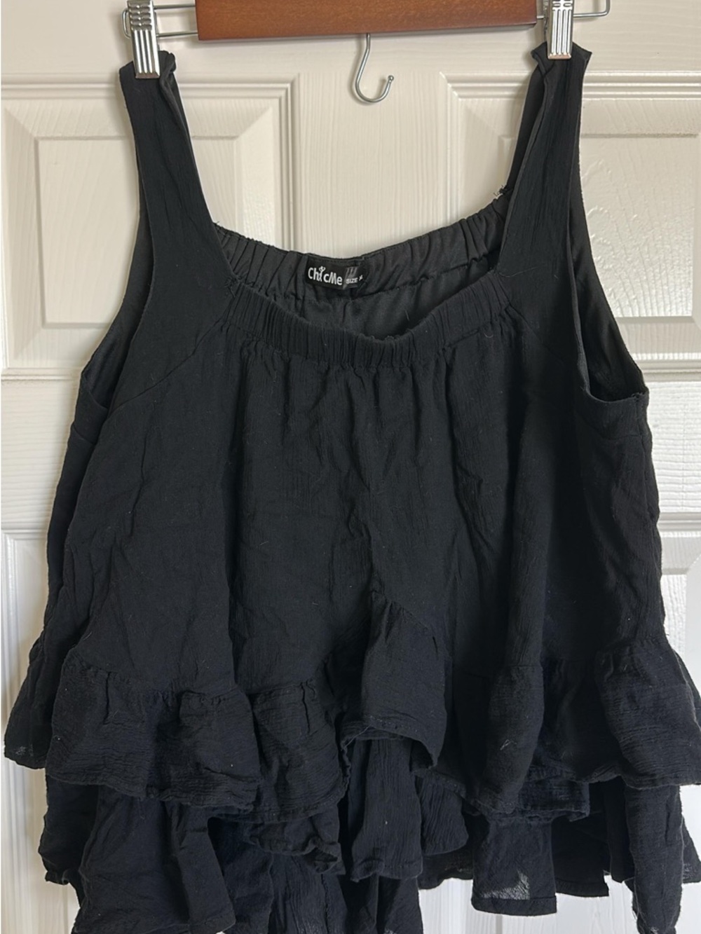 chic Black Tiered Ruffle Tank Top
